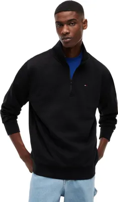 Image de Tommy Jeans - Sweat-shirt pour hommes, modèle TJM Reg Fleece, fermeture à ¼, col montant, référence DM0DM20339, avec capuche