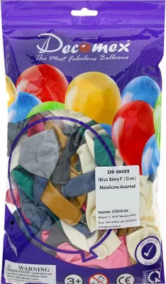 Zdjęcie produktu dla Balony metaliczne różnokolorowe, 23 cm, 100 szt.