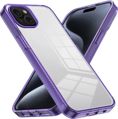 Produktbild von Hülle für iPhone 15 Plus Rutschfest Kristallklare Stoßfeste TPU Bumper Handyhülle Lila