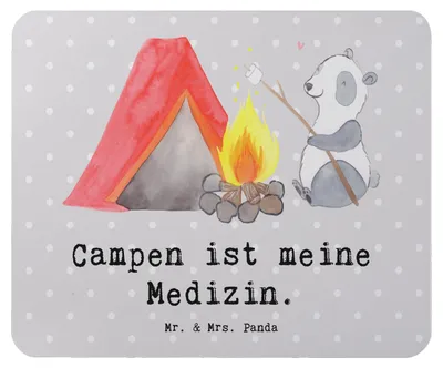 Produktbild von Mr. & Mrs. Panda Mouse Pad Panda Campen - Grau Pastell - Geschenk, Camping, laptop mousepad, Campingplatz, gehen, Mauspad, Zelten, computer, pc
