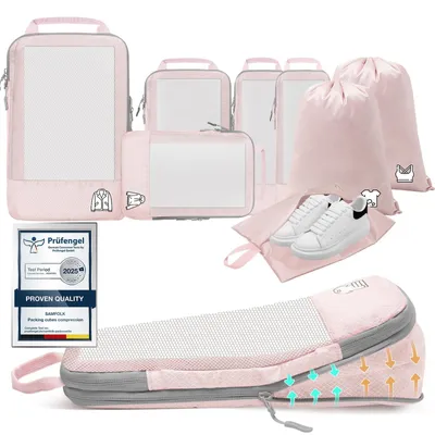 Productafbeelding van Packing cubes compressie - Kofferorganizer - 8-delig - Lichtblauw