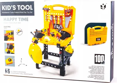 Produktbild von Große Kinderwerkbank 100-tlg Werkzeug Set - Mit Bohrmaschine - Kreatives Spielzeug