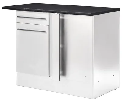 Produktbild von Jazz Moderner Eckschrank Küche mit Arbeitsplatte in Weiß Hochglanz - Geräumiger