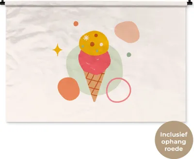 Produktbild von MuchoWow® Wandteppich Wandbehang Eiscreme - Sommer - Farben 120x80 cm Tapisserie Dekoration Wandtuch - Wanddekorationen - Wandtücher