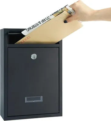 Produktbild von Wandbriefkasten Stahl, abschließbar, 8,5 x 21,5 x 32 cm, für den Außenbereich