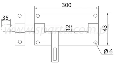 Produktbild von Zasuwa Ryglowa 350x50mm quadratisch Schwarz, Durchmesser 12mm
