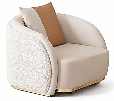 Zdjęcie produktu dla zestaw do salonu: beżowa sofa trzyosobowa, fotel, stolik kawowy – meble designerskie