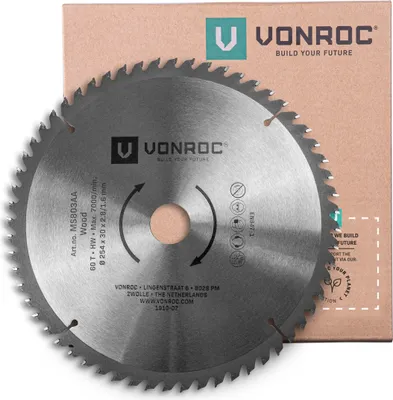 Produktbild von Vonroc Kappsägeblatt 254 mm - 60 Zähne – für Holz – Universal