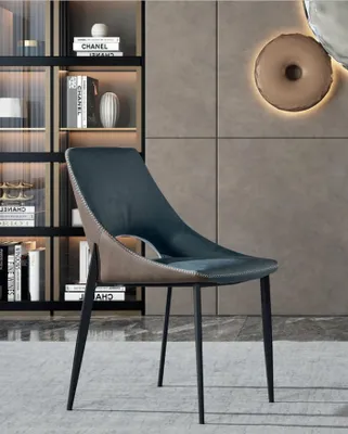 Productafbeelding van Blauwe stoel van kunstleer, textiel, voor de eetkamer, beklede stoel, 1-zitter