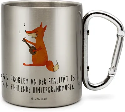 Produktbild von Mr. & Mrs. Panda Thermobecher Fuchs Gitarre - Transparent - Geschenk, Edelstahl Trinkbecher, Sängerin, Edelstahlbecher, Sänger, Singen, Campingtasse, Teetasse, Musik