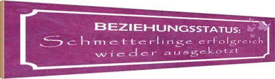 Produktbild von vianmo Holzschild 10x46 cm Beziehungsstatus Schmetterlinge Spruch Zitat