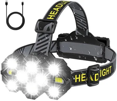 Image de Lampe frontale LED à 10 ampoules - 1 000 lumens - Portée de 150 mètres - Réglable