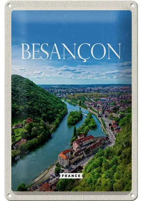 Produktbild von Blechschild Reise 20x30cm Retro Besançon France Panoramablick