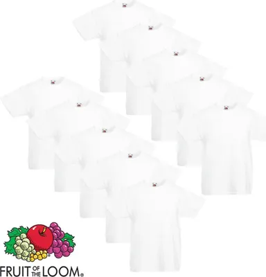 Produktbild von Fruit of the Loom Kinder-T-Shirt Original 10 Stk. Weiß Größe 128