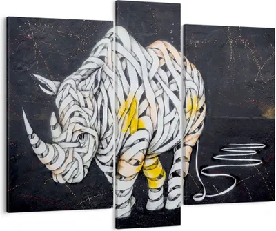 Produktbild von Bild auf Leinwand - Leinwandbild - Nashorn modern - 95x80cm - Wand Bild - Wanddeko - Wandbilder - Leinwanddruck - Bilder - Kunstdruck - Wanddekoration - Leinwand bilder - Wandkunst - CB95x80-3706