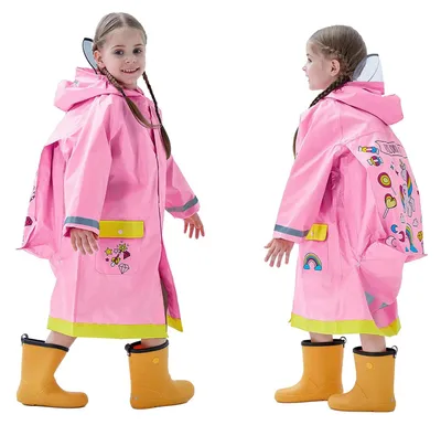 Immagine prodotto di Poncho impermeabile per bambini con cappuccio – Tuta antipioggia leggera, taglie 3-12 anni