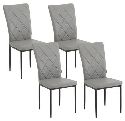 Obrázek produktu pro Židle - Jídelní židle - Sada 4 jídelních židlí - Kožené potahy - Ergonomický design - Kovové nohy - Vysoké opěradlo