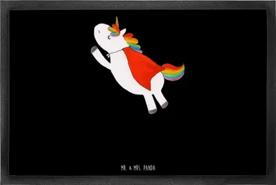 Produktbild von Mr. & Mrs. Panda fußmatte Einhorn Geburtstag 60 x 90 cm - Schwarz - Geschenk, Einhörner, Unicorn, Bodenvorleger, Schmutzfangmatte, Schmutzfangteppich, Superheld, Freundin
