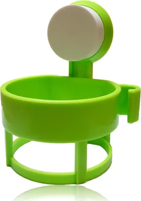 Immagine prodotto di Supporto per asciugacapelli senza foratura | Supporto per asciugacapelli con ventosa | Contenitore per asciugacapelli - montaggio a parete | Mensola per asciugacapelli con portacavi | Supporto con ventose in plastica | Colore [verde]