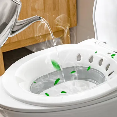 Image de Siège de toilette pour bain de siège, repliable, pliable, sans tabouret, baignoire réutilisable, bassin de hanche pour personnes âgées, soins post-partum, plaies, hémorroïdes