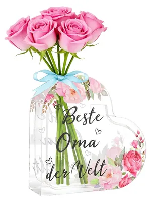 Image de Vase en forme de cœur en acrylique - Idée cadeau pour la fête des mères