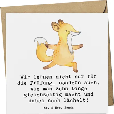 Produktbild von Mr. & Mrs. Panda Klappkarte Auszubildende Lächeln - Weiß - Geschenk, Grußkarte, Berufe, Glückwunschkarte, Berufsprodukte, faltkarte, Prüfungen, anlasskarte, Multitasking