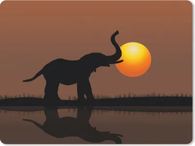 Produktbild von MuchoWow® Mauspad Mousepad Eine Vektor-Illustration eines Elefanten bei Sonnenuntergang 23x19 cm - Mousepads - Maus Mat - Pad - Mausunterlage - Schreibtischunterlage - Mauspad