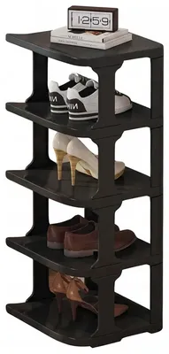 Schuhregal, 5 Ebenen, stapelbar, platzsparend, schwarz