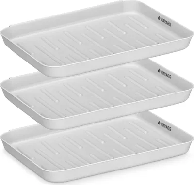 Produktbild von Navaris 3x Schuhabtropfschale Schuhmatte Ablage klein - Schuhablage 35x27x2,5cm mit erhöhtem Rand - Abtropfschale Grau für Schuhe Regen Herbst Winter