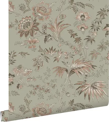 Zdjęcie produktu dla ESTAhome Tapeta zabytkowe kwiaty popielatej miętowej zieleniIdelikatnego różu 53 cm x 10.05 m