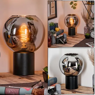 Produktbild von Cesaro Tischlampe aus Metall/Glas in Schwarz/Chrom-/Rauchfarben