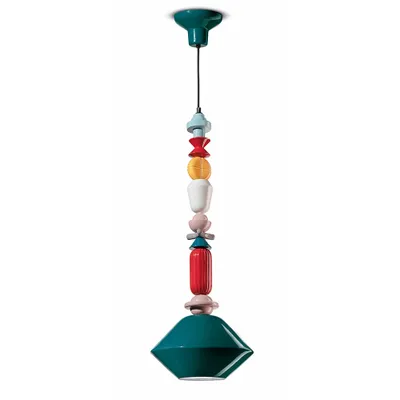 Zdjęcie produktu dla Ferroluce Lariat ceramiczna lampa wisząca 87cm turkusowa okrągła
