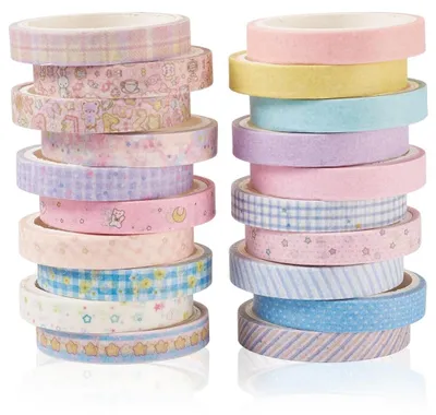 Produktbild von Washi Tape Set - 20 Rollen dekorative Klebebänder - Für Scrapbooking und Bastelbedarf - Bunt