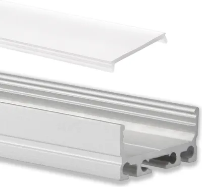 Produktbild von GX-PN4 LED AUFBAU-Profil 200 cm, flach, LED Stripes max. 24mm, silber 2m Abdeckung opal