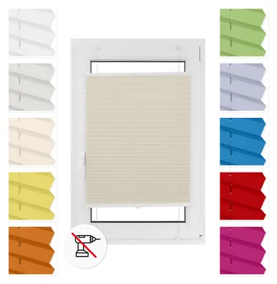 Obrázek produktu pro Estika Plisé roleta bez vrtání - 75 x 80 cm - Béžová - Snadná montáž pomocí úchytů