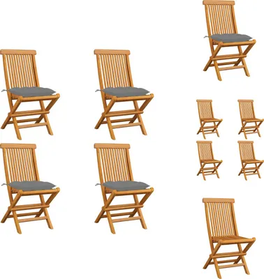 Immagine prodotto di vidaXL Sedie da giardino con cuscini grigi 4 pz. Legno massiccio teak - sedie da giardino