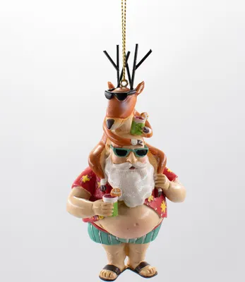 Produktbild von Weihnachtsmann mit Rentier & Cocktail Nikolaus Christbaumschmuck Weihnachtsschmuck