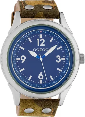 Produktbild von Oozoo Armbanduhr camouflage grün Leder Timepieces Herren-Damen Analog- UOC10351