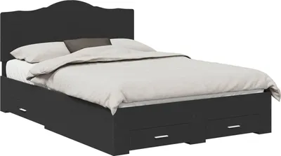 Obrázek produktu pro vidaXL Rám postele s čelem černý 140 x 190 cm materiál na bázi dřeva