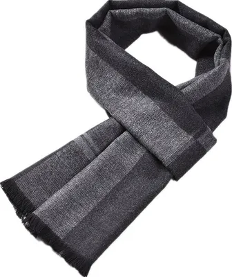 Produktbild von Neu Herrenschal, warmer Kaschmirschal, karierter Businessschal (vertikaler Streifen, grau)