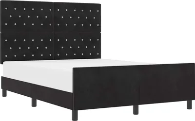 Zdjęcie produktu dla Łóżko na sprężynach skrzyniowych z zagłówkiem czarne 140 x 190 cm aksamitne