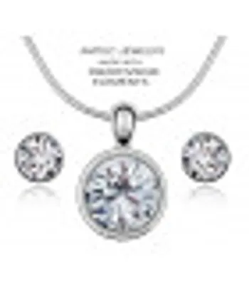 Produktbild von Gepardini-White Diamond Glamour Set mit Halskette und 2 Ohrsteckern I Schmuck mit Kristallen von Swarovski® I handgearbeitet und hochwertig rhodiniert