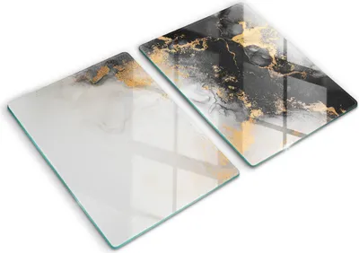 Produktbild von Glasschneideplatte - Herdabdeckplatte - 2x40x52 cm -Schneidebrett - Spritzschutz - Abstraktion mit Gold