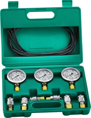Image de Kit de test de pression hydraulique, 5 manomètres, design durable, 3 têtes 6 pièces