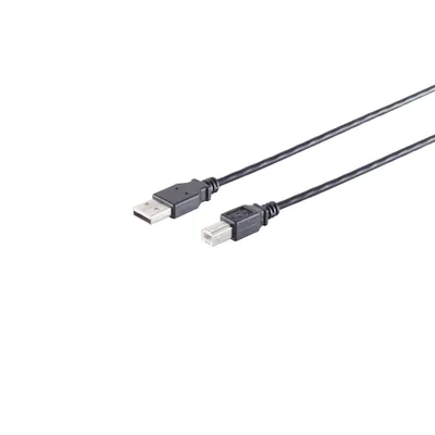 Produktbild von USB-A Adapterkabel, USB-B, 2.0, schwarz, 3m