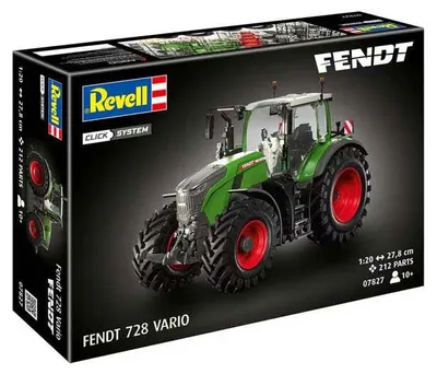 Produktbild von Revell Click System Fendt 728 Vario Traktor, Revell Modellbausatz mit vielen Details im Maßstab 1:20 zum Zusammenstecken, mehrfarbig | Länge 27,8 cm | Einzelteile 212