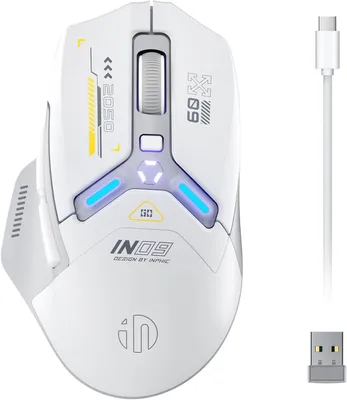 Produktbild von IN9 Gaming Maus kabellos, echte Tri-Mode 2,4G Wireless/Type-C Wired/Bluetooth, 10k DPl, vollständig programmierbar, RGB-Beleuchtung, Hyperspeed