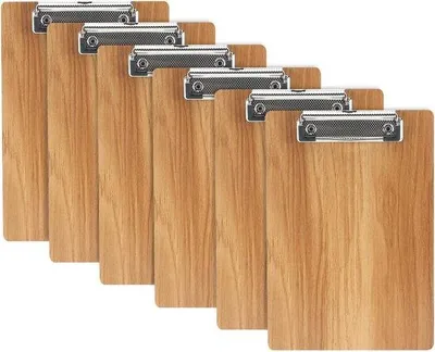Productafbeelding van Famanu A5 Klembordset - 6 stuks houten klemborden met platte klem