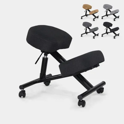 Produktbild von Ergonomischer Kniestuhl Bürohocker Metall und Stoff Balancesteel Lux - Schwarz