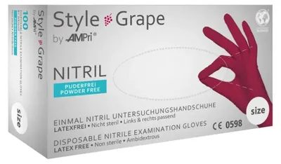 Produktbild von STYLE GRAPE, Nitril-Untersuchungshandschuh, puderfrei, bordeaux, Gr. S | Box (100 Stück)